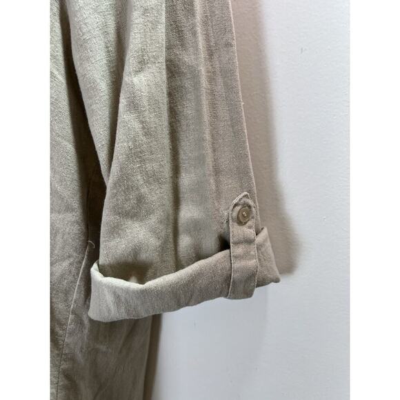 TAHARI Women’s Linen Blend Dress Size L Tan Classic Minimalist Lagenlook Beachy - Picture 3 of 8